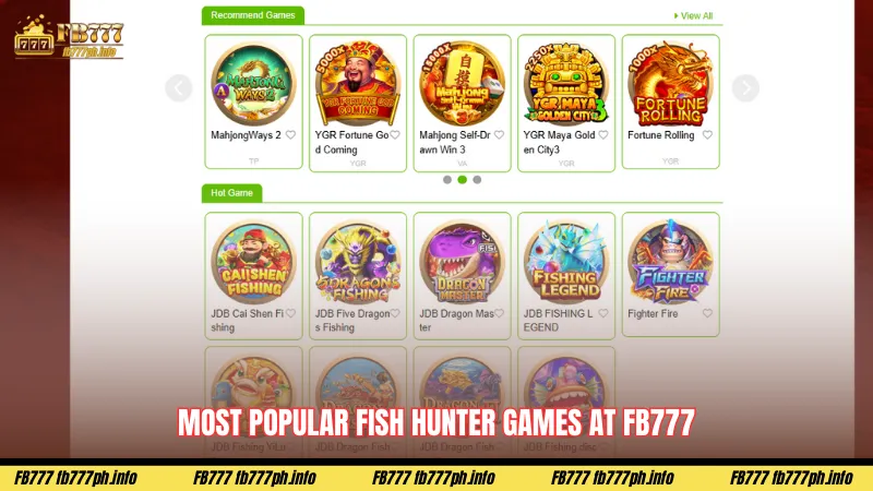 Most popular fish hunter games at FB777