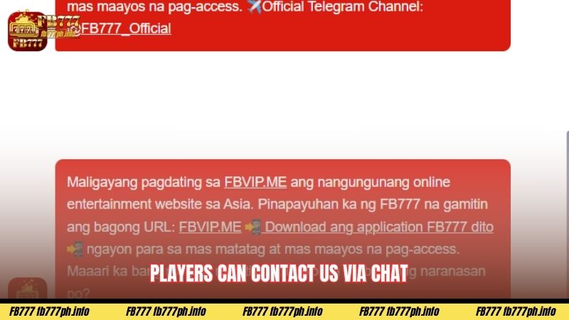 Players can contact us via chat